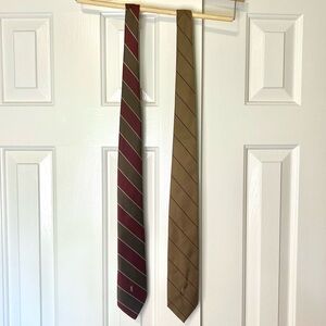 Set of 2 Yves Saint Laurent YSL Men's Ties Green Red and Brown